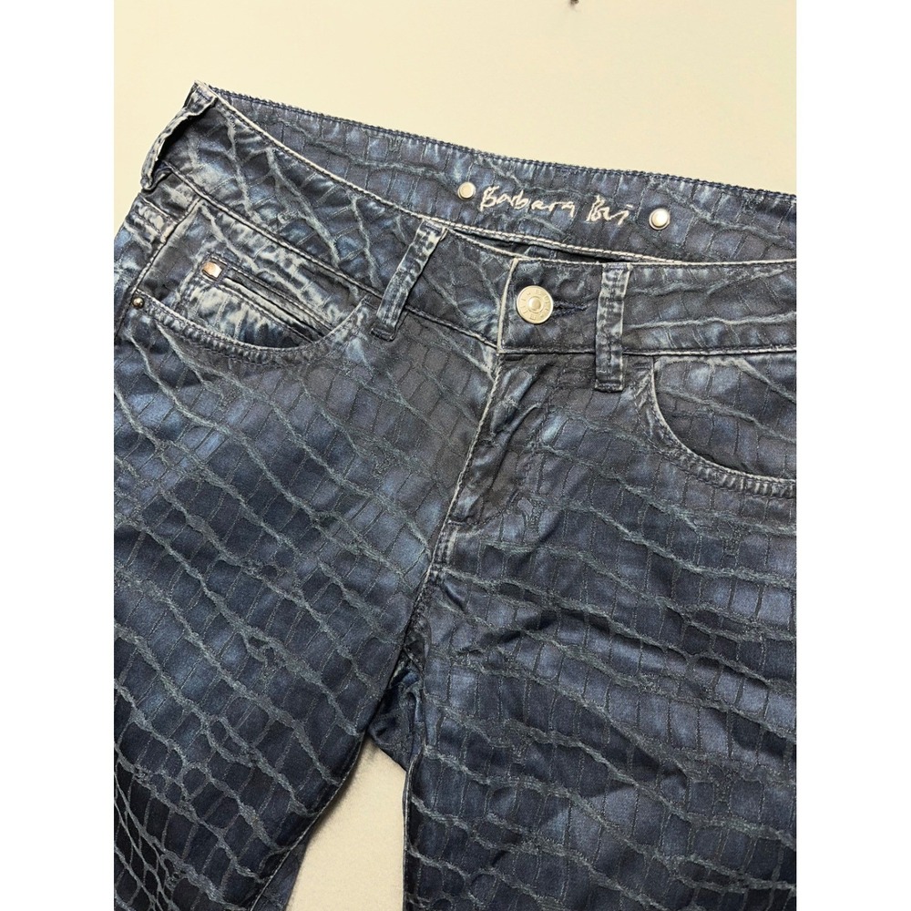 Barbara‎ Bui Croc Jacquard Jeans Womens 26 Blue Made Italy Textured Stretch